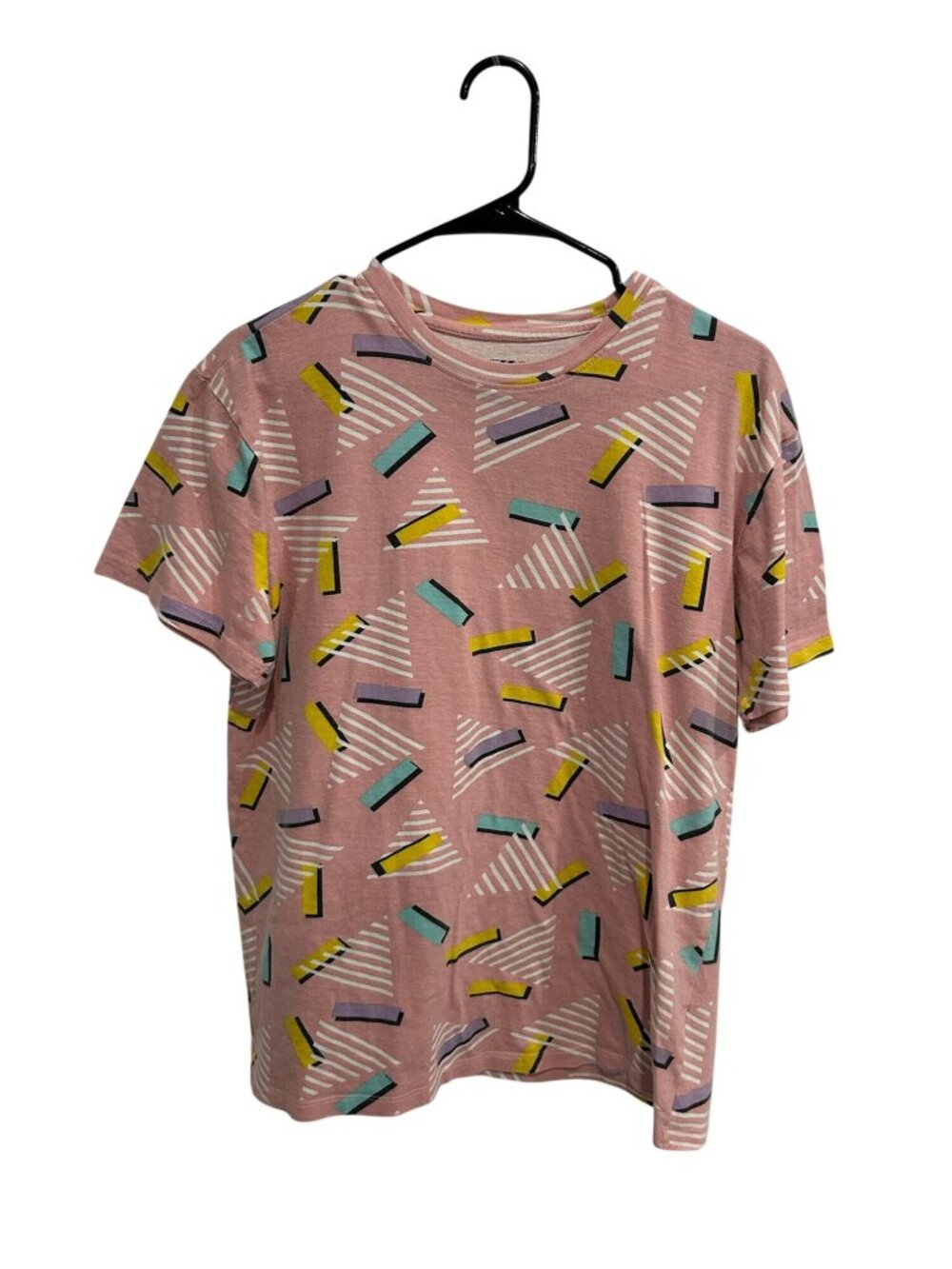 Knickerbocker Medium Mens Pink Geometric Cotton T-Shirt Retro 90s Minimalism
